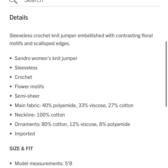 Sandro crochet flower top NWOT - Picture 7 of 8